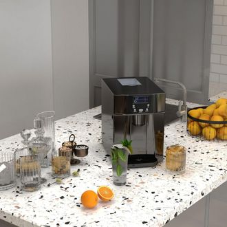HOMCOM Ice Maker Machine & Water Dispenser No Plumbing Required in Black