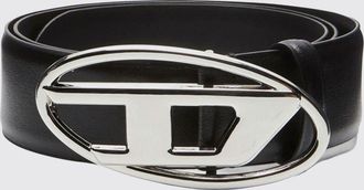 Diesel Cintura regolabile in pelle con fibbia logo Oval D