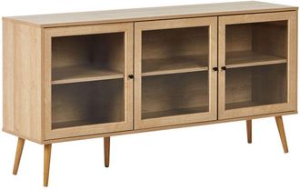 Beliani Beliani - Credenza a 3 ante e 2 ripiani in truciolato di pino con gambe in legno di vetro facciata in vetro marrone chiaro Albany