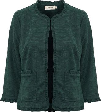 Cream Groene Vest met Ruches - Dames - Vesten - Groen - M - Truien & Vesten