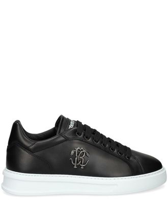 Roberto Cavalli logo-plaque trainers - men - Leather/Leather/Rubber - 44 - Black
