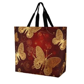 Generic Lover Hearts Golden Butterfly Tote Bag Waterproof Women Handbag Handle Shoulder Bags For Beach Ladies Picnic