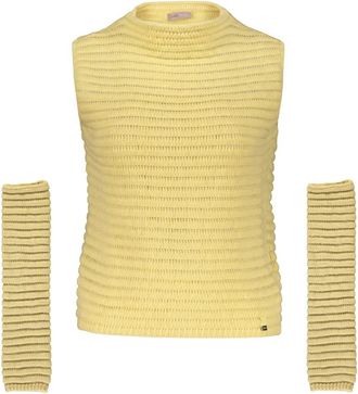 Herno Gebreid Vest met Mouwen - Dames - Tops zonder mouwen - Geel - M - Wol - Tops