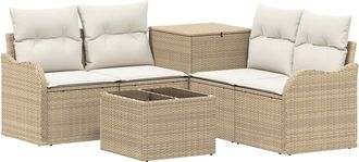 vidaXL Juego De Sof&aacute; 6 Uds. Beige Y Blanco Crema Vidaxl
