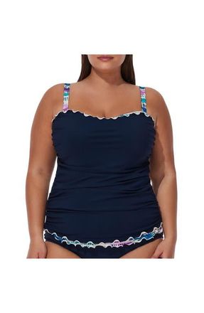 Gottex Canva Plus Size Shirred Underwire Tankini Top in Navy at Nordstrom, Size 24