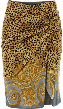 Versace Womens Printed Jersey Skirt - Beige viscose - Size EU 36 (Womens)