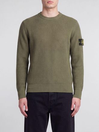 Stone Island Maglia girocollo slim fit in pura lana con patch logo Compass