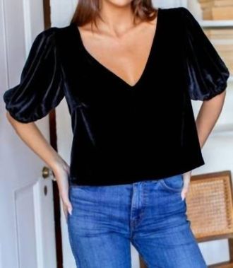 Emerson Fry V Silk Velvet Top In Black