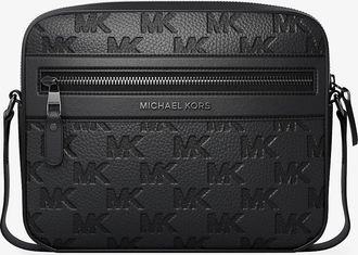 Michael Kors Jet Set Logo Embossed Leather Crossbody Bag