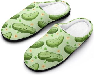 Generic Cucumber Print Mens Slippers Comfortable And Non-slip Cotton Slipper Shoe for House