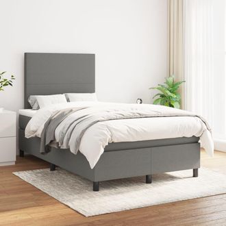 vidaXL Cama Box Spring Con Colch&oacute;n Tela Gris Oscuro 120x200 Cm Vidaxl