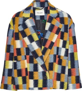 Henrik Vibskov Geborsteld jack met vierkant patroon - Blauw