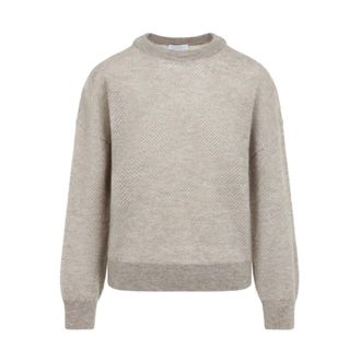 Brunello Cucinelli Waffle Knit - female - Brunello Cucinelli - Round-neck Knitwear - Brown - M - Knitwear