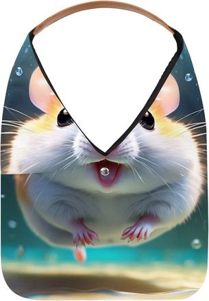 Generic Lovely Hamster Swims Underwater Reusable Lightweight Grocery Bags - Foldable Into Compact Pouch, Washable & Sturdy, Multipurpose for Shopping and Trav