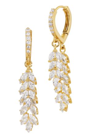 Savvy Cie Jewels GOLD PLATED MARQUISE TASSLE DANGLE EARRINGS