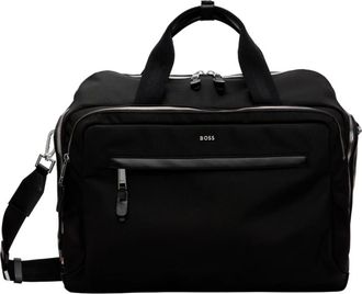 HUGO BOSS Tassen, Heren, Zwart, ONE Size, Leer, Stijlvolle Laptoptas met Eco-lederen Afwerking