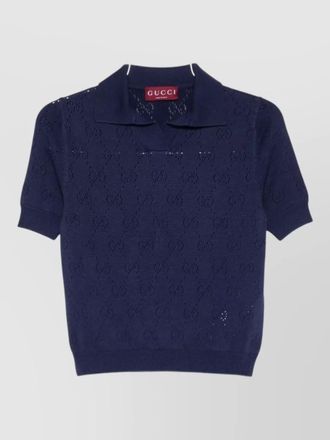 Gucci silk cotton pointelle polo shirt