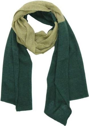 Portolano Colorblock Lambswool & Angora Blend Knit Scarf in Verde Mel/Musta at Nordstrom Rack
