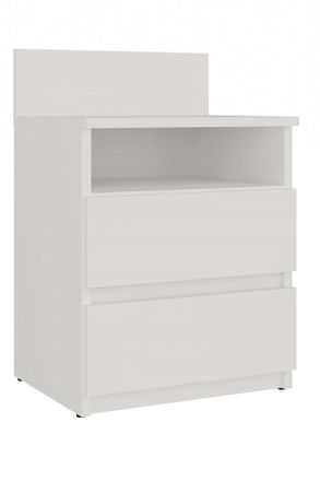OEM Mesita De Noche Moderna Con 2 Cajones, Blanco Mate - Dise&ntilde;o Minimalista, Alta Calidad, Fabricante Polaco