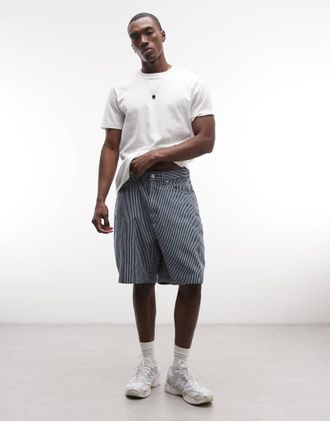 Santa Cruz Big Hickory - Pantaloncini ampi in denim blu a righe