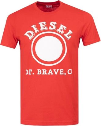 Diesel Mens Diesel 1976 Varsity Logo Racing Red T-Shirt - Size: 36