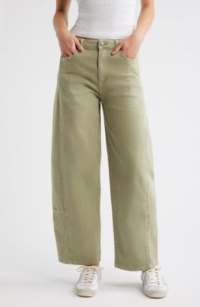 Tractr Wide Leg Crop Jeans in Sage at Nordstrom, Size 30