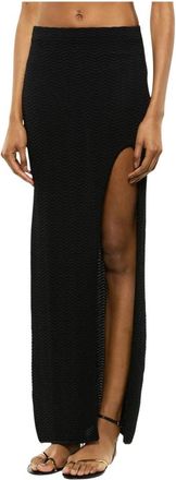 Laneus Gebreide Rok - Dames - Maxi Rokken - Zwart - M - Rokken