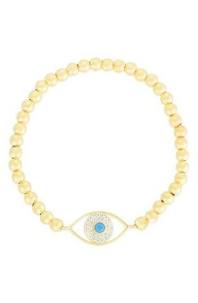 Chloe and Madison CZ Eye Stretch Bead Bracelet in Gold at Nordstrom Rack
