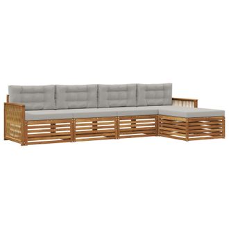 vidaXL Conjunto De Sof&aacute;s De Exterior 5 Pcs Natural Y Gris Claro Vidaxl