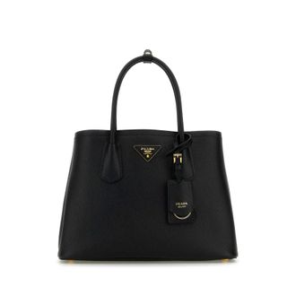 Prada Black Leather Small Double Handbag