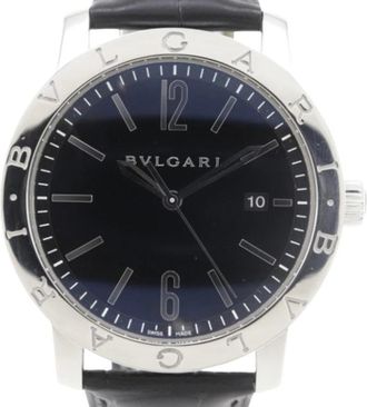 Bulgari Pre-owned Bb 41Bsld roestvrijstalen horloge - Heren - Vintage Horloges - Grijs - ONE Size - Leer - Vintage