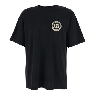 Dolce & Gabbana T-Shirts, male, Black, Size: S Jersey T-shirt with Patch