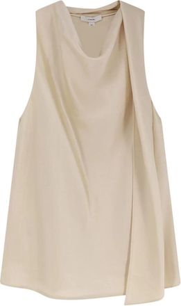 Vince Satin Scarf Top - Dames - Blouses - Beige - L - Polyester - Overhemden