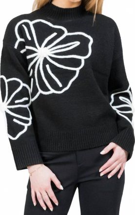 Lisette Poppy Embroidered Sweater In Black/white