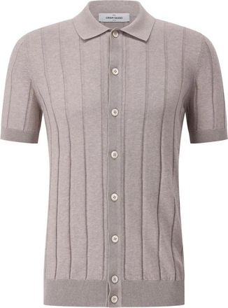 Gran Sasso Katoenen Korte Mouw Overhemd - Heren - Vesten - Beige - 2XL - Katoen - Truien & Vesten