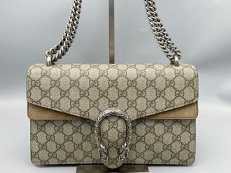 Gucci Dionysus Top Handle Chain Bag Gg Coated Canvas Beige Canvas Shoulder Bag Bag (Pre-Owned)