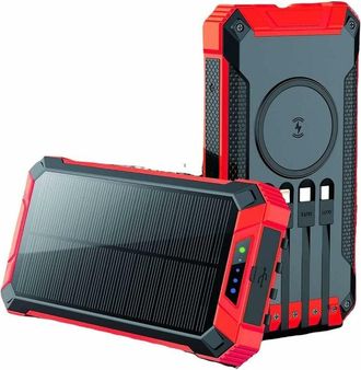 OEM Power Bank Solar - 31200 Mah - Panel Solar Integrado - Resistente Al Agua Ip6 - 4 Puertos De Carga Rapida - Para Camping Y Emergencias - 1 Unidad