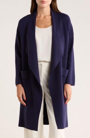 By Design Andrea Open Front Long Cardigan in Evening Blue at Nordstrom, Size Medium