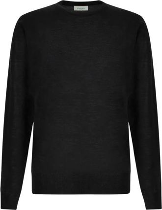 Canali Trui met ronde hals van wol - Heren - Ronde hals truien - Zwart - 2XL - Wol - Truien & Vesten