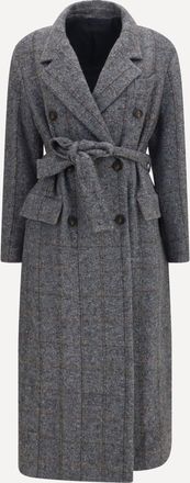 Brunello Cucinelli Cappotto lungo in misto alpaca con cintura Woman 44