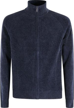 Roberto Ricci Design Velvet Full Zip Knit - Heren - Vesten - Blauw - 3XL - Truien & Vesten