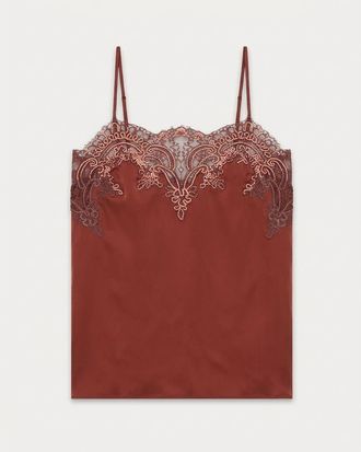 Fortela Brianne Embroidered Silk Top in Burgundy at Nordstrom, Size 40 Eu