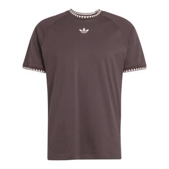 adidas Training T-Shirts, male, Brown, Size: XL Chest Stripes Engineered Collar Tee