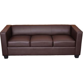 Hhg Non utilizzato] Divano sofa 3 posti lounge moderno elegante serie Lille M65 75x191x70cm ecopelle marrone