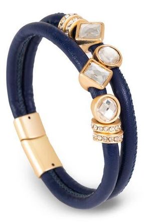 Saachi Glam Accent Faux Leather Bracelet in Navy at Nordstrom Rack