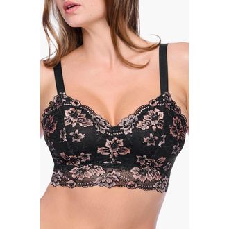 Cosabella Savona Curvy Longline Bralet in Black/mandorla at Nordstrom, Size Xx-Small