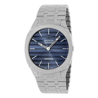 Gucci Interlocking G Blauwe Wijzerplaat Roestvrijstalen Armband - Dames - Horloges - Grijs - ONE Size - Accessoires