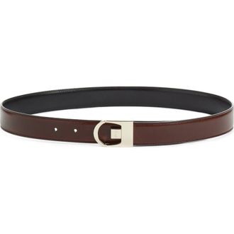 Saint Laurent YSL Logo Buckle Reversible Leather Belt in Black/Red Tan at Nordstrom, Size 100