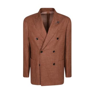 Lardini Blazers, male, Brown, Size: 2XL Double-Breasted Jacket