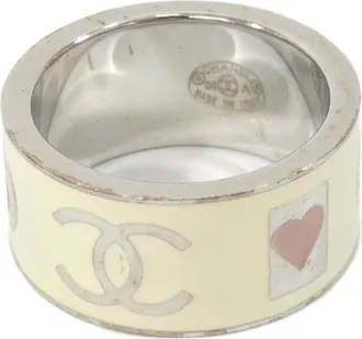 Chanel Black Pink White Band Ring (Pre-Owned)